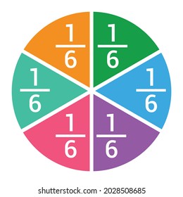 One Sixth Fraction Circle With Fraction Number