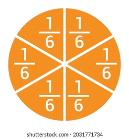 One Sixth Fraction Circle Fraction Number Stock Vector (Royalty Free ...