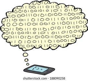 One sleeping tablet computer over isolated background