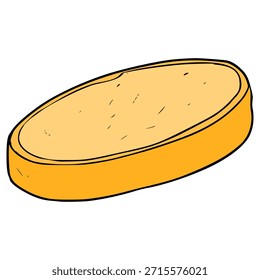 eine Scheibe Knoblauchbrot Illustration, handgezeichnet, einzelne Vektorgrafik