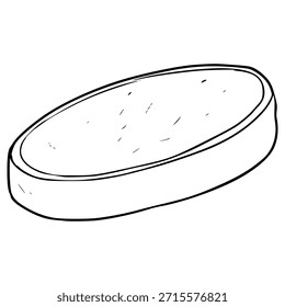 ein Stück Knoblauchbrot Illustration handgezeichnete Umrissvektor