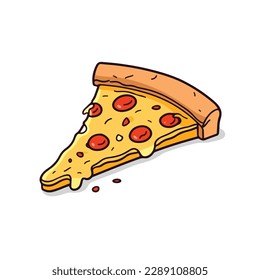 Una rebanada de pizza italiana de chees cartografía de ilustración plana aislada en fondo blanco