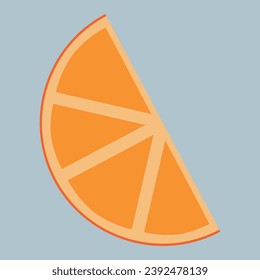 Una rebanada de naranja sobre fondo blanco. Vector