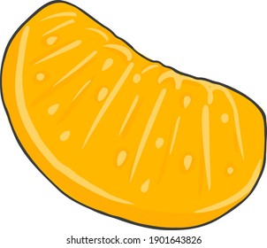 Une tranche d'orange frais et savoureuse et fraîche sur une assiette blanche. Image vectorielle dessinée à la main, stylisée.