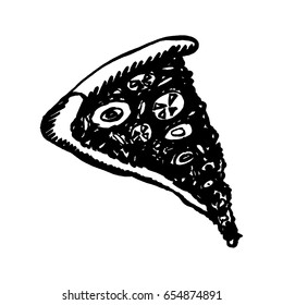 One slice of pizza, cartoon vector illustration