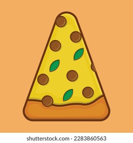 one slice of pizza with sausage topping that looks delicious cute EPS vector, fast food flat illustration for poster, menu, brochure, web and fast food icon.