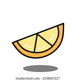 one slice of sweet and ripe orange on a white background 