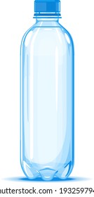 One small half liter plastic water bottle of drinking water quality illustration on white background, water delivery service of fresh purified water isolated illustration, plastic bottle on side view svg