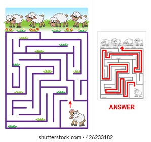 One small lamb is lost. Help lamb to find others.