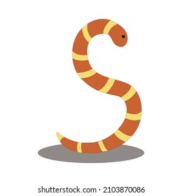 one small, striped yellow-brown snake