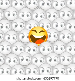 One smiley among many smiles. Vector illustration