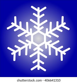 One snowflake on a blue background