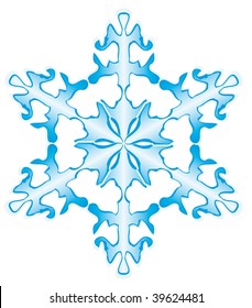 One snowflake on a white background. Vector illustration