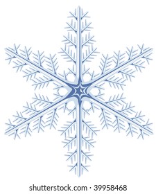 One snowflake on a white background. Vector illustration