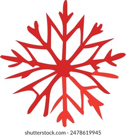 One Snowflake Res color vector Icon. Flat logo of snowflake isolated on white background.