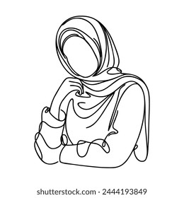 Una línea sólida representa a una mujer con hijab