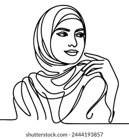 Una línea sólida representa a una mujer con hijab