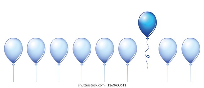 one special blue balloon in a group vector illustartion EPS10