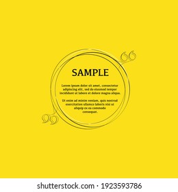 One speech bubble frame with sample text and outline silhouette isolated on yellow background