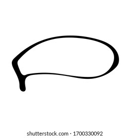 One speech bubble is a quick sketch of ink. Oval shape. Vector illustration. Black lines on a white background. Isolate.
