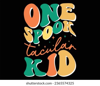 one spook tacular kid Retro Design,Retro Halloween Design, Halloween Retro T shirt Design,Groovy Halloween Design