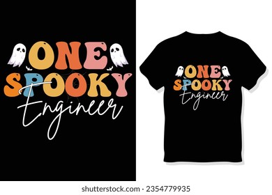 one spooky engineer,Retro Halloween SVG t shirt Design

