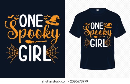 One Spooky Girl – Girl Halloween T-shirt Design Vector. Good for Clothes, Greeting Card, Poster, and Mug Design.