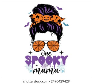 One Spooky Mama T-Shirt, Coquette Halloween, Halloween Quotes, Fall Design, Pumpkin T-shirt, October T-shirt, Funny Halloween Shirts, Cut File For Cricut And Silhouette