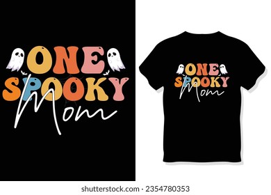 one spooky mom,Retro Halloween SVG Sublimation Design
