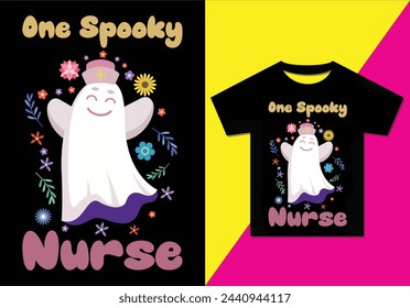 One Spooky Nurse t-shirt design, Typography modern T-shirt design for men and women, Modern, simple, lettering—vector file, Ready for print.
