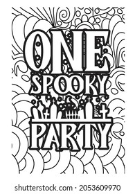 one spooky party coloring page design .Halloween coloring book.