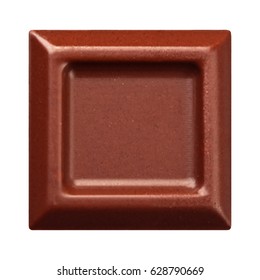 One square piece of chocolate bar, isolated over white realistic vector illustration.