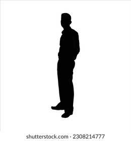 One standing man silhouette vector art.