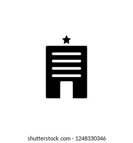 One star hotel building vector icon in solid/glyph style