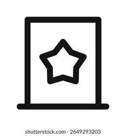 One star hotel UI icon, hotel building with star simple line user interface vector symbol with editable stroke