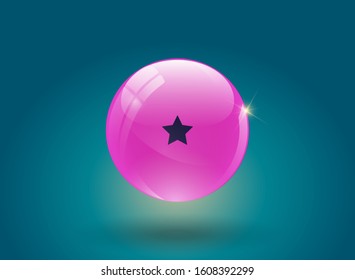 One star of Light purple crystal ball on light background. Ball star. Crystal ball special effects. 
