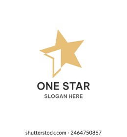 EIN STERN LOGO KONZEPT. STERN UND NUMMER EINS DER VEKTORILLUSTRATION