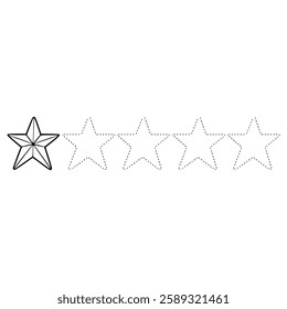 one star rating illustration hand drawn outline vector