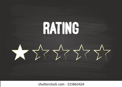 One Star Rating On Blackboard With White Chalk