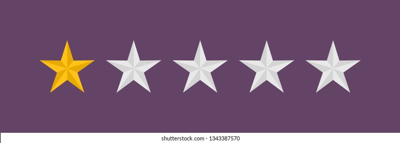 One star vector icon, stars rating, customer product review.