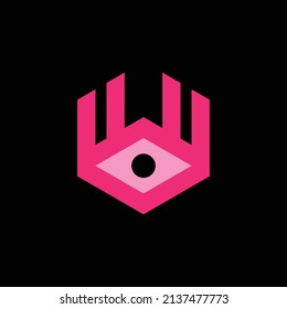 One staring eye logo of diamond shape with long eyelashes. Simple eye illustration design for personal and company branding.  