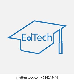 One of Startup Technology category is Education Technology ( EdTech) - text inside graduation hat sign / symbol / icon