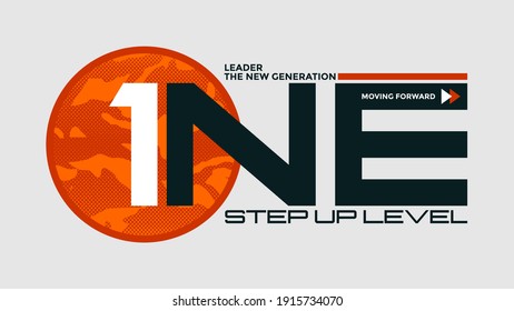 One step up level, modern and stylish typography slogan. Abstract design with camouflage and the lines style. Vector print tee shirt, typography, poster. Global swatches.