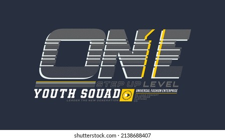 One step up level, modern and stylish typography slogan. Colorful abstract illustration design with halftone and the lines style. Vector print tee shirt, background, typography, poster. 