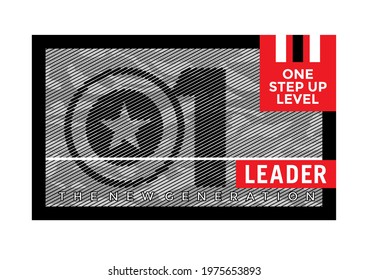 One step up level, moving forward, modern and stylish typography slogan. Abstract design with camouflage and lines style. Vector illustration for print tee shirt, typography, poster. Global swatches.