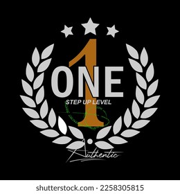 one step up level slogan text with logo design
