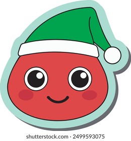 One sticker, a christmas hat,on white backgound