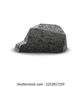 One stone isolated on white background, 3d one piece of granite realistic vector illustration.