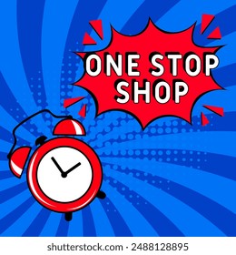 One stop shop Comic pop-art style. Contest pop art comic style. Can be used for business, marketing and advertising.