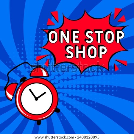 One stop shop Comic pop-art style. Contest pop art comic style. Can be used for business, marketing and advertising.